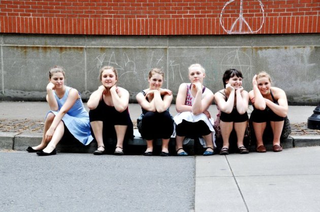 Dancers hanging out together in downtown Corvallis, OR